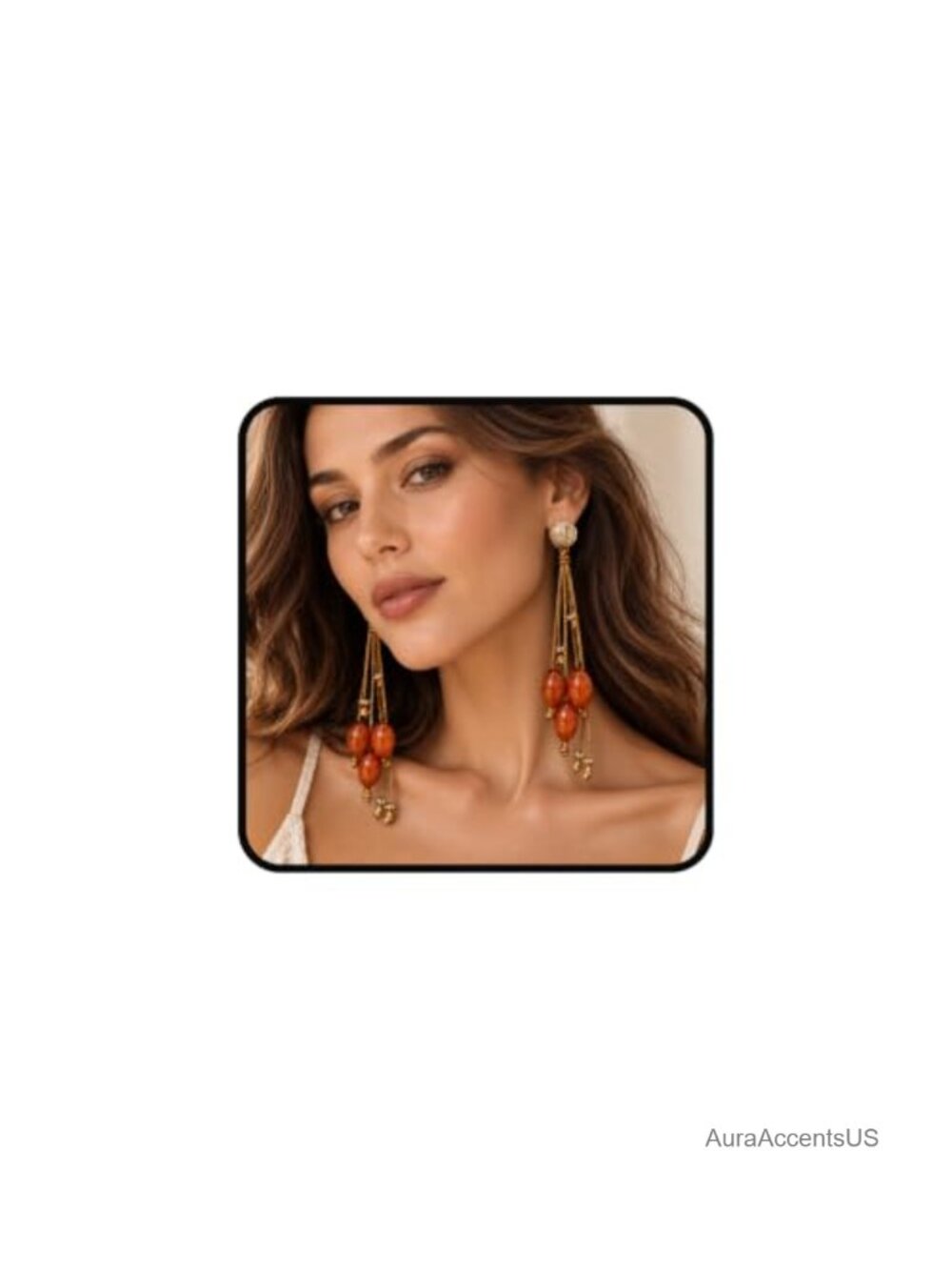Boho Resin Bead Tassel Dangle Statement Earrings Woven Cord